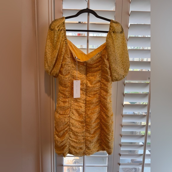 NWT Lush Yellow Floral Ruched Mini Dress Size Large - Picture 7 of 7